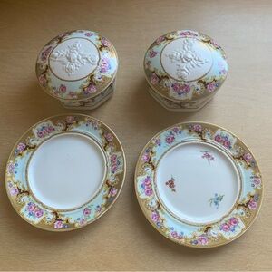 Antique Melitta Chip and Dip with Lid Hand Painted Porcelain Germany Container